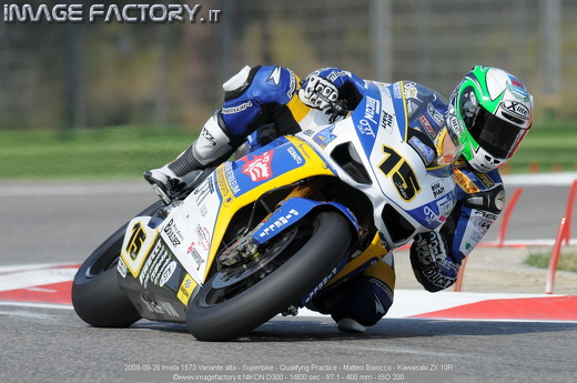 2009-09-26 Imola 1573 Variante alta - Superbike - Qualifyng Practice - Matteo Baiocco - Kawasaki ZX 10R